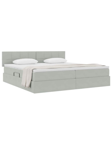Letto con Contenitore Grigio chiaro 200 x 200 cm Velluto