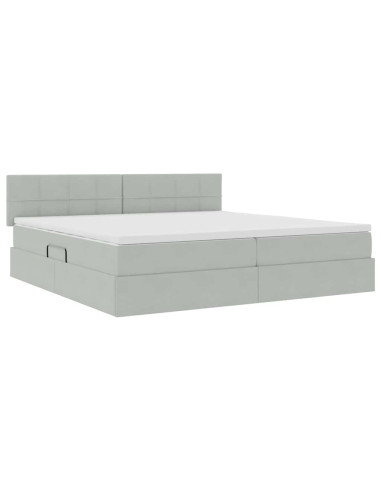 Letto con Contenitore Grigio chiaro 200 x 200 cm Velluto