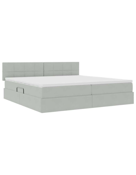 Letto con Contenitore Grigio chiaro 200 x 200 cm Velluto