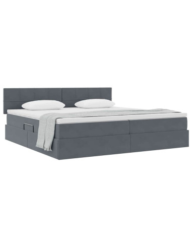Letto con Contenitore Grigio scuro 200 x 200 cm Velluto