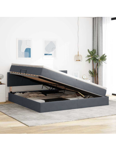 Letto con Contenitore Grigio scuro 200 x 200 cm Velluto