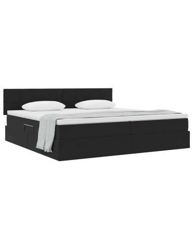 Letto con Contenitore con materasso Nero 200 x 200 cm Velluto