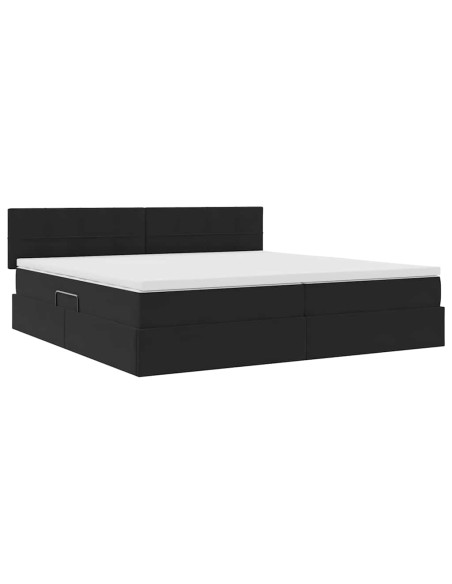 Letto con Contenitore con materasso Nero 200 x 200 cm Velluto