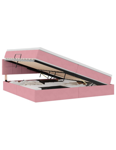 Letto con Contenitore con materasso Rosa 200 x 200 cm Velluto