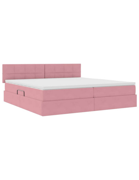 Letto con Contenitore con materasso Rosa 200 x 200 cm Velluto