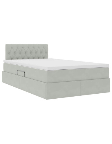 Letto con Contenitore Grigio chiaro 120 x 190 cm Velluto