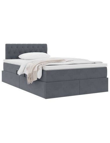 Letto con Contenitore Grigio scuro 120 x 190 cm Velluto