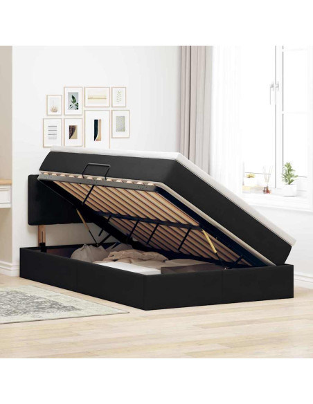 Letto con Contenitore con materasso Nero 120 x 190 cm Velluto