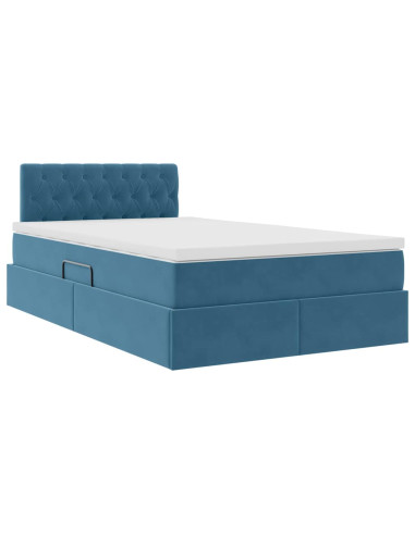 Letto con Contenitore con materasso Blu 120 x 190 cm Velluto