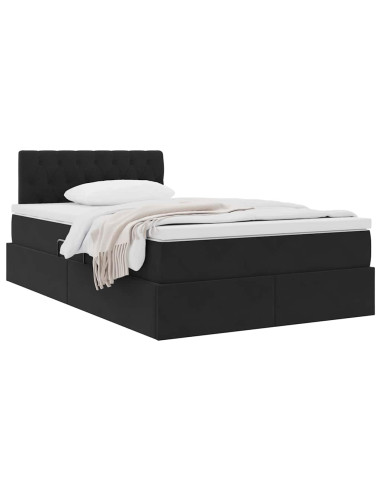 Letto con Contenitore con materasso Nero 120 x 200 cm Velluto