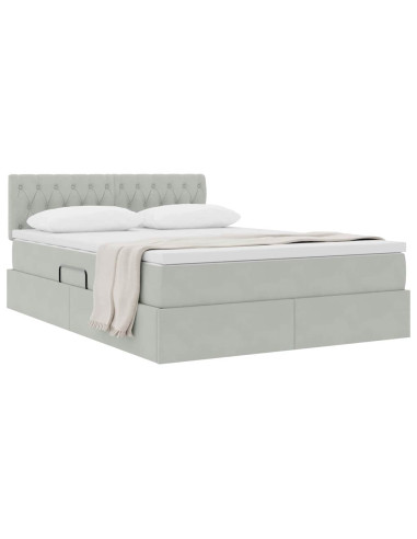 Letto con Contenitore Grigio chiaro 140 x 190 cm Velluto