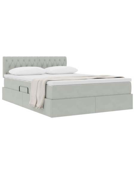 Letto con Contenitore Grigio chiaro 140 x 190 cm Velluto