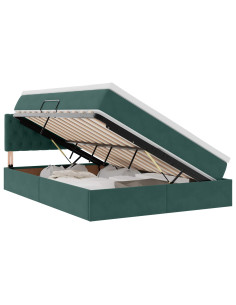 Letto con Contenitore Verde Scuro 140 x 190 cm Velluto 2