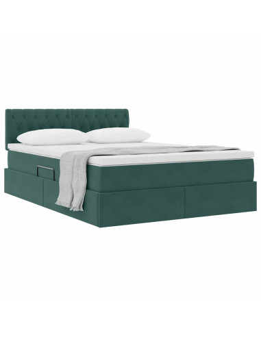Letto con Contenitore Verde Scuro 140 x 190 cm Velluto
