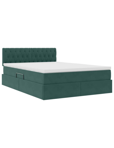 Letto con Contenitore Verde Scuro 140 x 190 cm Velluto