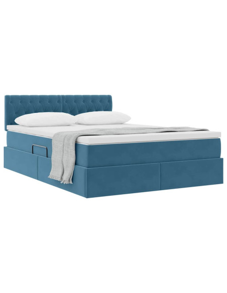 Letto con Contenitore Blu Scuro 140 x 190 cm Velluto