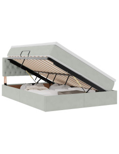 Letto con Contenitore Grigio chiaro 140 x 200 cm Velluto 2