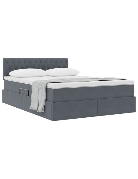 Letto con Contenitore Grigio scuro 140 x 200 cm Velluto