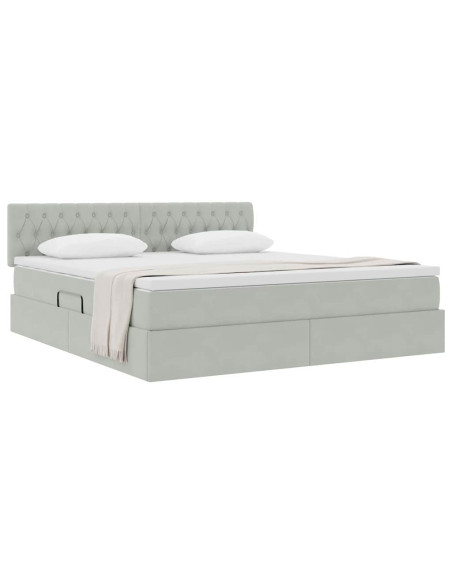 Letto con Contenitore Grigio chiaro 160 x 200 cm Velluto