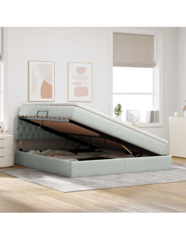 Letto con Contenitore Grigio chiaro 160 x 200 cm Velluto