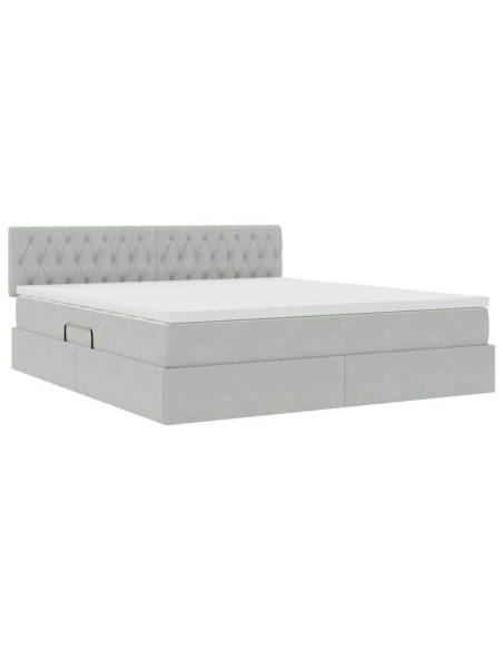 Letto con Contenitore Grigio chiaro 160 x 200 cm Velluto
