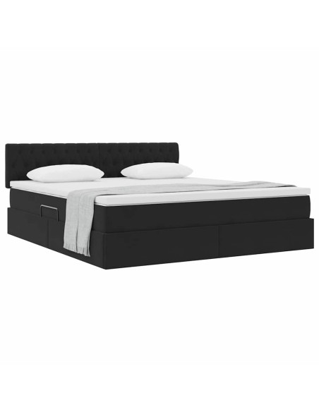 Letto con Contenitore con materasso Nero 160 x 200 cm Velluto