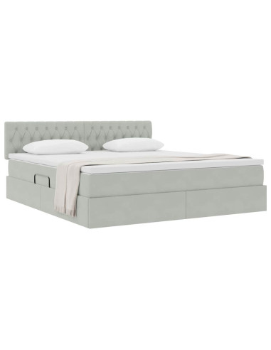 Letto con Contenitore Grigio chiaro 180 x 200 cm Velluto