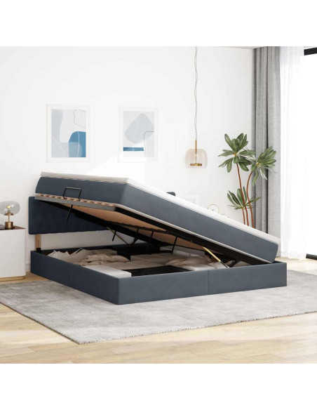Letto con Contenitore Grigio scuro 180 x 200 cm Velluto