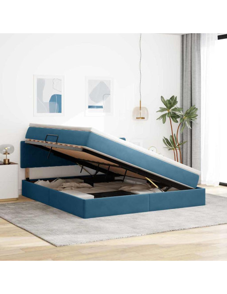 Letto con Contenitore Blu Scuro 180 x 200 cm Velluto