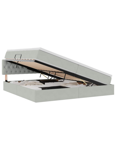 Letto con Contenitore Grigio chiaro 200 x 200 cm Velluto