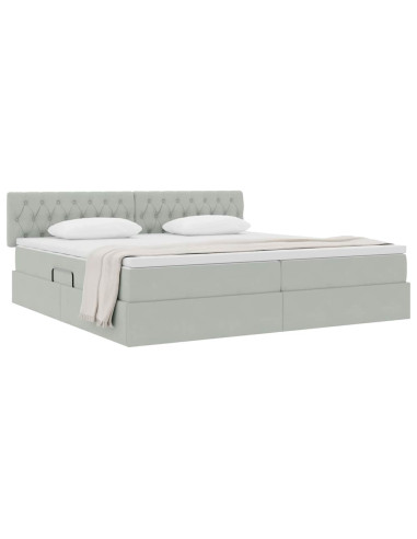 Letto con Contenitore Grigio chiaro 200 x 200 cm Velluto
