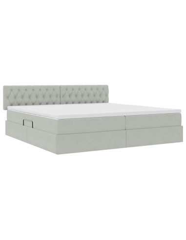 Letto con Contenitore Grigio chiaro 200 x 200 cm Velluto