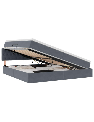 Letto con Contenitore Grigio scuro 200 x 200 cm Velluto