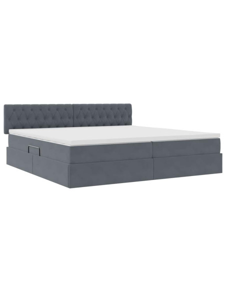 Letto con Contenitore Grigio scuro 200 x 200 cm Velluto