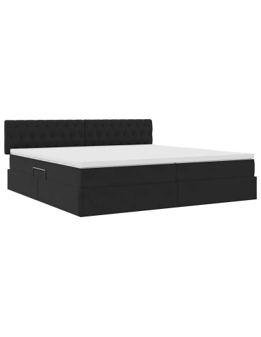 Letto con Contenitore con materasso Nero 200 x 200 cm Velluto