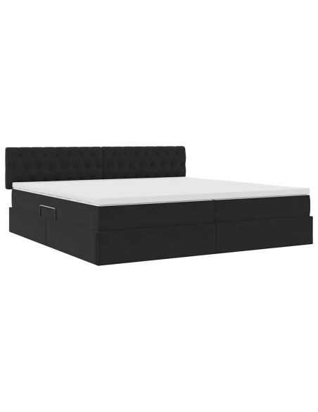 Letto con Contenitore con materasso Nero 200 x 200 cm Velluto