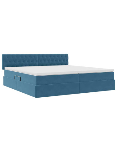 Letto con Contenitore Blu Scuro 200 x 200 cm Velluto