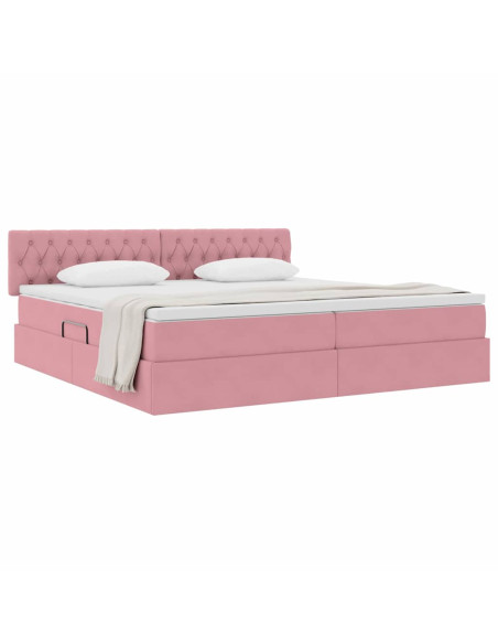 Letto con Contenitore con materasso Rosa 200 x 200 cm Velluto