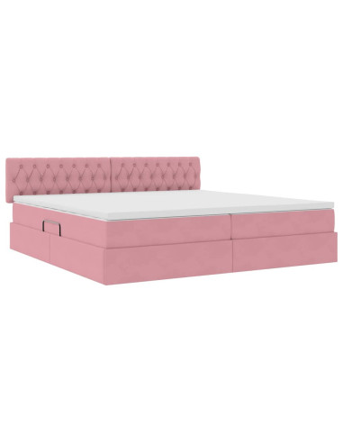 Letto con Contenitore con materasso Rosa 200 x 200 cm Velluto