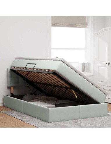 Letto con Contenitore Grigio chiaro 120 x 190 cm Velluto