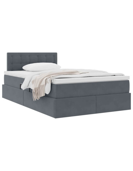 Letto con Contenitore Grigio scuro 120 x 190 cm Velluto