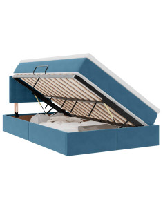 Letto con Contenitore con materasso Blu 120 x 190 cm Velluto 2