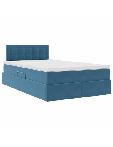 Letto con Contenitore con materasso Blu 120 x 190 cm Velluto