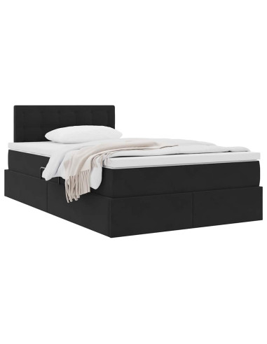 Letto con Contenitore con materasso Nero 120 x 200 cm Velluto