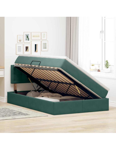Letto con Contenitore Verde Scuro 120 x 200 cm Velluto