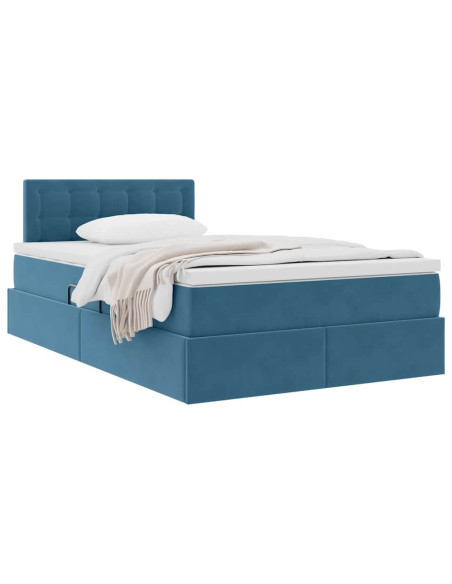 Letto con Contenitore Blu Scuro 120 x 200 cm Velluto