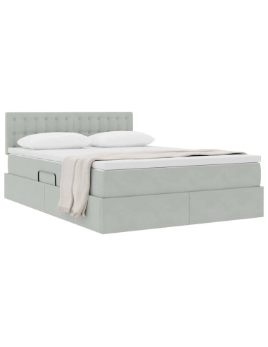 Letto con Contenitore Grigio chiaro 140 x 190 cm Velluto