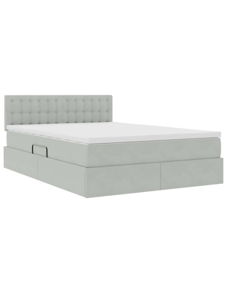 Letto con Contenitore Grigio chiaro 140 x 190 cm Velluto