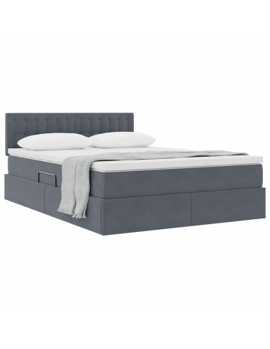Letto con Contenitore Grigio scuro 140 x 190 cm Velluto