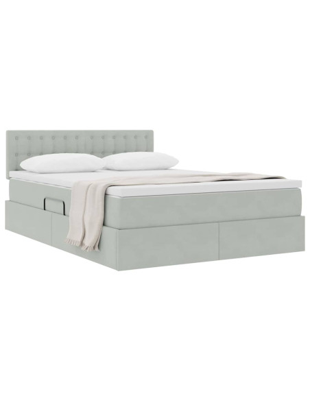 Letto con Contenitore Grigio chiaro 140 x 200 cm Velluto